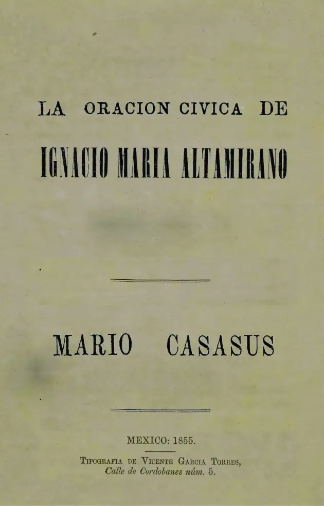 La Oración cívica de Ignacio María Altamirano